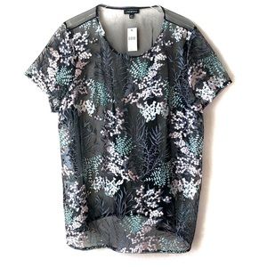 LANE BRYANT Sheer Black Floral Embroidery Top22/24